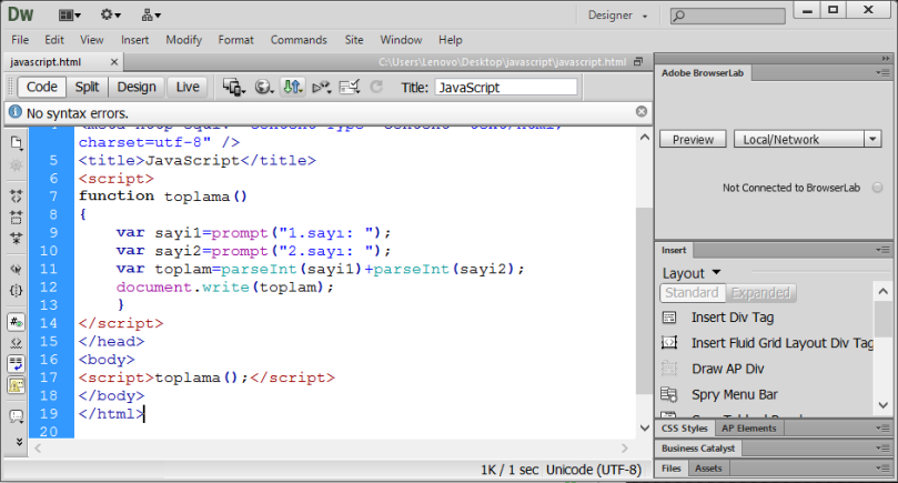 Adobe Dreamweaver CS6 - [javascript.html] 22.04.2016 19_13_16